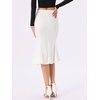 image:imageAllegra K Denim Skirt for Womens Washed High Waisted Fishtail Midi Jean SkirtsWhite