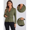 image:imageAllegra K Faux Suede Blazer for Women Lapel Collar Button Front Long Sleeve Jacket Casual Office WearArmy Green