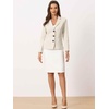 image:imageAllegra K Faux Suede Blazer for Women Lapel Collar Button Front Long Sleeve Jacket Casual Office WearBeige