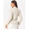 image:imageAllegra K Faux Suede Blazer for Women Lapel Collar Button Front Long Sleeve Jacket Casual Office WearBeige