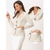 image:imageAllegra K Faux Suede Blazer for Women Lapel Collar Button Front Long Sleeve Jacket Casual Office WearBeige