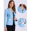 image:imageAllegra K Faux Suede Blazer for Women Lapel Collar Button Front Long Sleeve Jacket Casual Office WearBlue