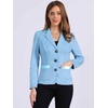 image:imageAllegra K Faux Suede Blazer for Women Lapel Collar Button Front Long Sleeve Jacket Casual Office WearBlue