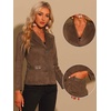 image:imageAllegra K Faux Suede Blazer for Women Lapel Collar Button Front Long Sleeve Jacket Casual Office WearBrown