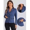image:imageAllegra K Faux Suede Blazer for Women Lapel Collar Button Front Long Sleeve Jacket Casual Office WearDark Blue