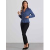 image:imageAllegra K Faux Suede Blazer for Women Lapel Collar Button Front Long Sleeve Jacket Casual Office WearDark Blue