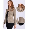 image:imageAllegra K Faux Suede Blazer for Women Lapel Collar Button Front Long Sleeve Jacket Casual Office WearDesert Tan