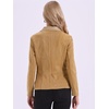 image:imageAllegra K Faux Suede Blazer for Women Lapel Collar Button Front Long Sleeve Jacket Casual Office WearKhaki