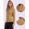 image:imageAllegra K Faux Suede Blazer for Women Lapel Collar Button Front Long Sleeve Jacket Casual Office WearKhaki