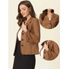 image:imageAllegra K Faux Suede Blazer for Women Lapel Collar Button Front Long Sleeve Jacket Casual Office WearLight Brown