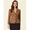 image:imageAllegra K Faux Suede Blazer for Women Lapel Collar Button Front Long Sleeve Jacket Casual Office WearLight Brown