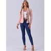 image:imageAllegra K Faux Suede Blazer for Women Lapel Collar Button Front Long Sleeve Jacket Casual Office WearPink