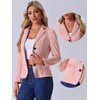 image:imageAllegra K Faux Suede Blazer for Women Lapel Collar Button Front Long Sleeve Jacket Casual Office WearPink