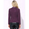 image:imageAllegra K Faux Suede Blazer for Women Lapel Collar Button Front Long Sleeve Jacket Casual Office WearPurple