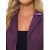image:imageAllegra K Faux Suede Blazer for Women Lapel Collar Button Front Long Sleeve Jacket Casual Office WearPurple