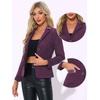 image:imageAllegra K Faux Suede Blazer for Women Lapel Collar Button Front Long Sleeve Jacket Casual Office WearPurple