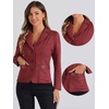 image:imageAllegra K Faux Suede Blazer for Women Lapel Collar Button Front Long Sleeve Jacket Casual Office WearReddish Brown