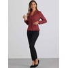 image:imageAllegra K Faux Suede Blazer for Women Lapel Collar Button Front Long Sleeve Jacket Casual Office WearReddish Brown