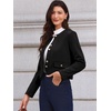image:imageAllegra K Faux Suede Jacket for Women Collarless Long Sleeve Trendy Outerwear Button Down Vintage Casual Cropped JacketsBlack