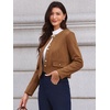 image:imageAllegra K Faux Suede Jacket for Women Collarless Long Sleeve Trendy Outerwear Button Down Vintage Casual Cropped JacketsBrown