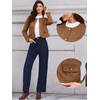 image:imageAllegra K Faux Suede Jacket for Women Collarless Long Sleeve Trendy Outerwear Button Down Vintage Casual Cropped JacketsBrown