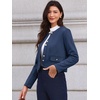 image:imageAllegra K Faux Suede Jacket for Women Collarless Long Sleeve Trendy Outerwear Button Down Vintage Casual Cropped JacketsDark Blue