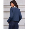 image:imageAllegra K Faux Suede Jacket for Women Collarless Long Sleeve Trendy Outerwear Button Down Vintage Casual Cropped JacketsDark Blue