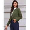 image:imageAllegra K Faux Suede Jacket for Women Collarless Long Sleeve Trendy Outerwear Button Down Vintage Casual Cropped JacketsOlive Green