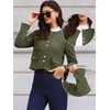 image:imageAllegra K Faux Suede Jacket for Women Collarless Long Sleeve Trendy Outerwear Button Down Vintage Casual Cropped JacketsOlive Green