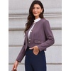 image:imageAllegra K Faux Suede Jacket for Women Collarless Long Sleeve Trendy Outerwear Button Down Vintage Casual Cropped JacketsPurple