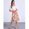 image:imageAllegra K Floral Skirt for Womens Elastic Waist ALine Midi SkirtsAbstract Floral
