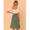 image:imageAllegra K Floral Skirt for Womens Elastic Waist ALine Midi SkirtsArmy Green
