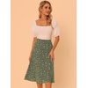 image:imageAllegra K Floral Skirt for Womens Elastic Waist ALine Midi SkirtsArmy Green