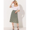 image:imageAllegra K Floral Skirt for Womens Elastic Waist ALine Midi SkirtsBlack Blue