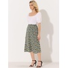 image:imageAllegra K Floral Skirt for Womens Elastic Waist ALine Midi SkirtsBlack Blue