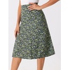 image:imageAllegra K Floral Skirt for Womens Elastic Waist ALine Midi SkirtsBlack Green