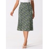 image:imageAllegra K Floral Skirt for Womens Elastic Waist ALine Midi SkirtsBlack Green
