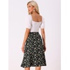 image:imageAllegra K Floral Skirt for Womens Elastic Waist ALine Midi SkirtsBlack White
