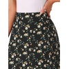 image:imageAllegra K Floral Skirt for Womens Elastic Waist ALine Midi SkirtsBlack White