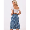 image:imageAllegra K Floral Skirt for Womens Elastic Waist ALine Midi SkirtsBlue