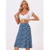 image:imageAllegra K Floral Skirt for Womens Elastic Waist ALine Midi SkirtsBlue