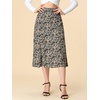 image:imageAllegra K Floral Skirt for Womens Elastic Waist ALine Midi SkirtsBlue Brown