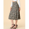 image:imageAllegra K Floral Skirt for Womens Elastic Waist ALine Midi SkirtsBlue Brown
