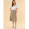 image:imageAllegra K Floral Skirt for Womens Elastic Waist ALine Midi SkirtsBrown Orange