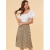image:imageAllegra K Floral Skirt for Womens Elastic Waist ALine Midi SkirtsBrown Orange