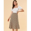 image:imageAllegra K Floral Skirt for Womens Elastic Waist ALine Midi SkirtsBrown Orange