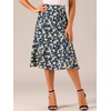 image:imageAllegra K Floral Skirt for Womens Elastic Waist ALine Midi SkirtsDark Blue