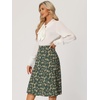 image:imageAllegra K Floral Skirt for Womens Elastic Waist ALine Midi SkirtsDark Green