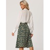 image:imageAllegra K Floral Skirt for Womens Elastic Waist ALine Midi SkirtsDark Green