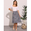 image:imageAllegra K Floral Skirt for Womens Elastic Waist ALine Midi SkirtsFloral Dark Blue